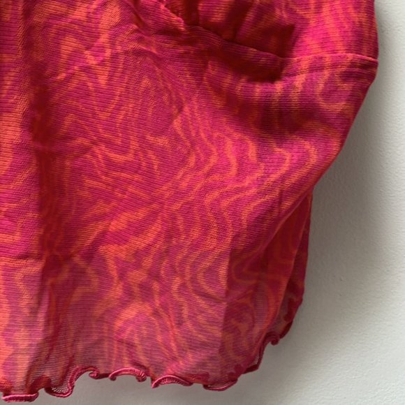 Urban Outfitters Pink Orange Mesh Button Up Top & Cropped Vest Size Large - Picture 9 of 16